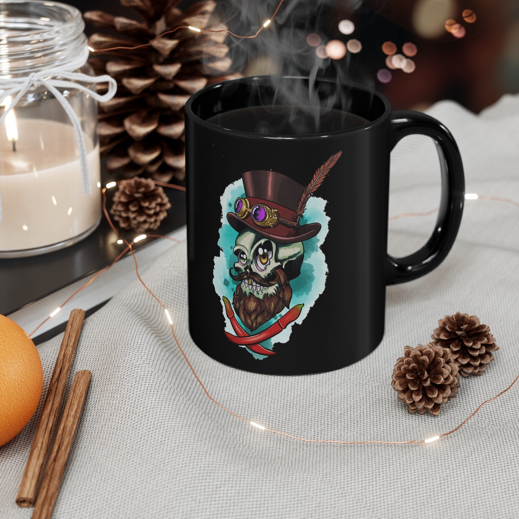 Aguero's Tattoo Bearded Skull 2021 11oz Black Mug