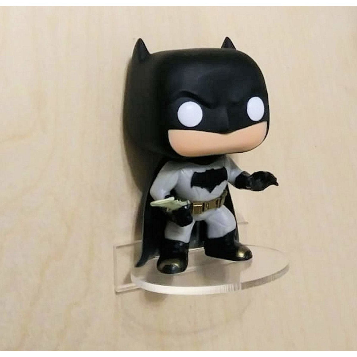 For Funko Pop Vinyl and Funko Pin: Clear Acrylic Wall Stand, Stick On, Single Shelf No Nails or Screws